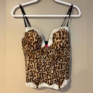 y2k cheetah print corset bustier top with boning and lace